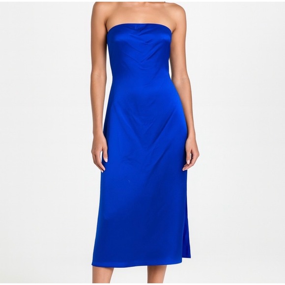 Ramy Brook Dresses & Skirts - Ramy Brook Lisa Strapless Cowl Neck Draped Midi Dress Cobalt Blue Size 10 NEW